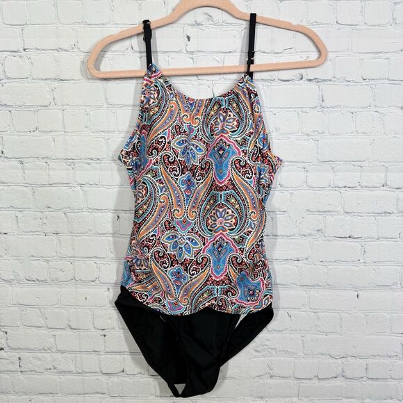 Vintage Jantzen Bikini Swimsuit  Women Size 14 Floral Prairie Tummy Control Sexy - Picture 1 of 11